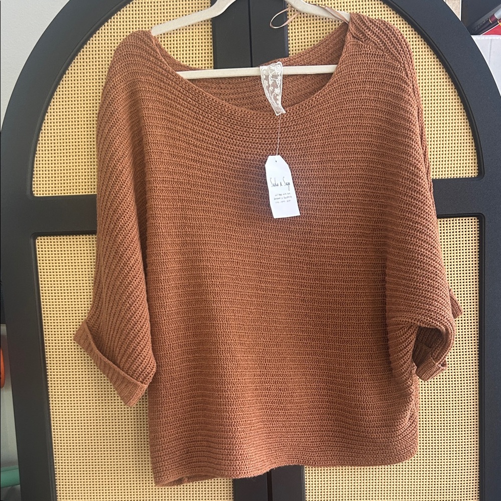 Sadie & Sage Off-the-Shoulder Tan Sweater